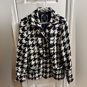 Yoki Black & White Houndstooth Toggle Jacket